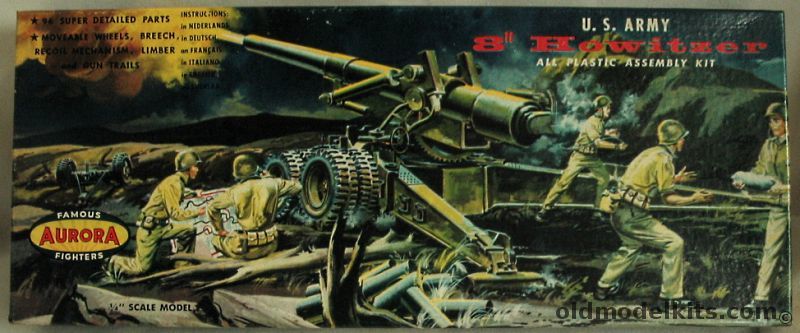 Aurora 1/48 US Army 8 Inch Howitzer Gun, 307 plastic model kit